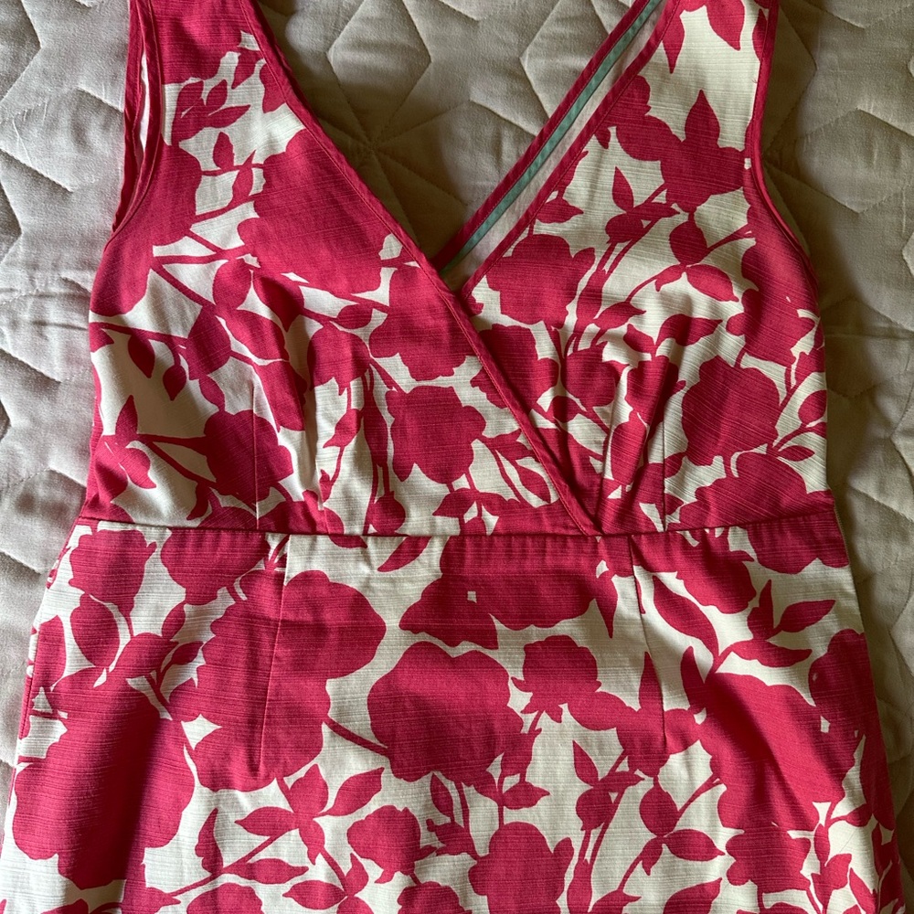 Boden 4L Floral Red/Pink and White Sleeveless Dress